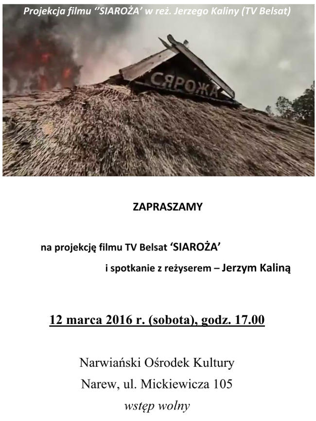 Projekcja filmu "Siaroża" w ośrodku kultury 